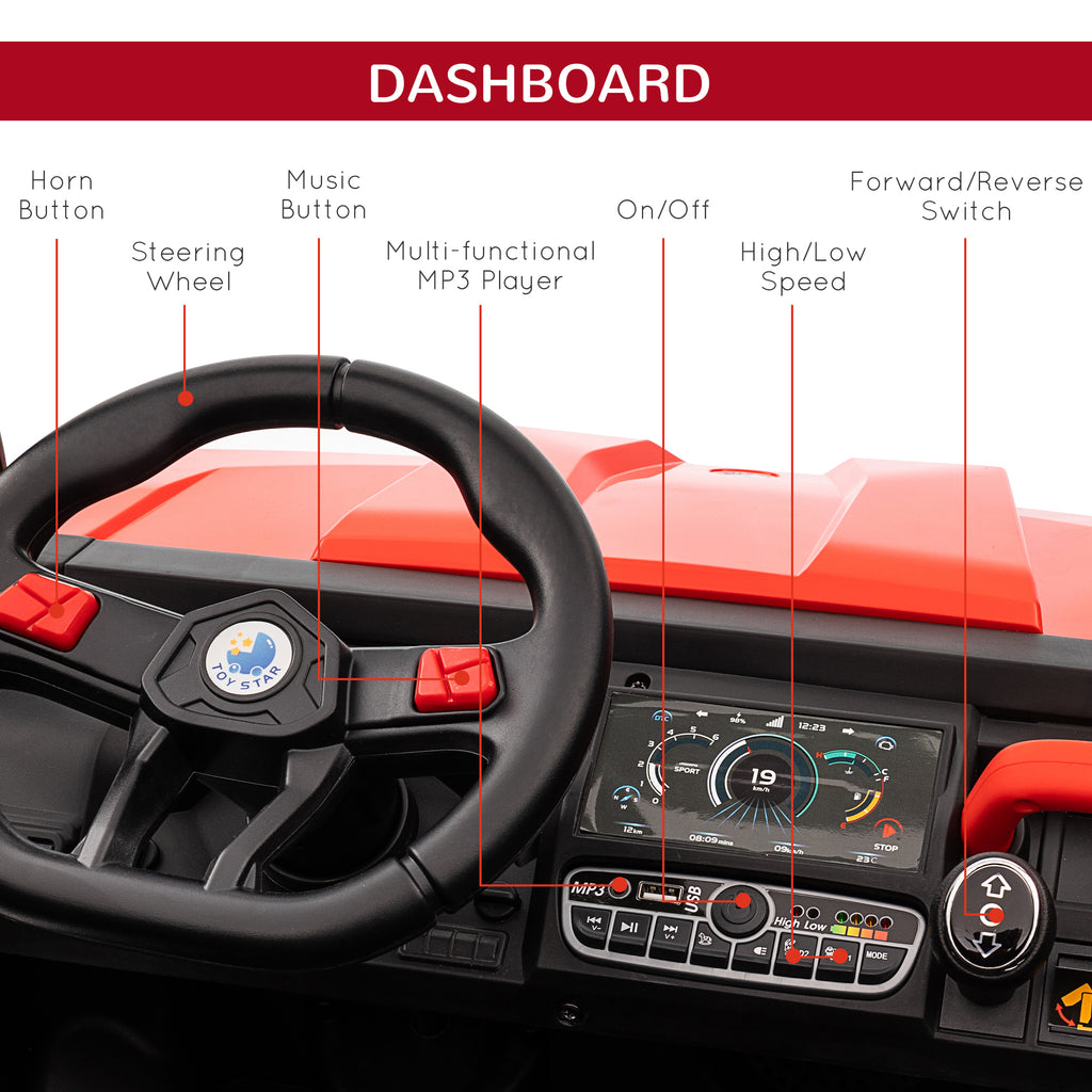 Two-Seater Kids Ride on Truck W/ Electric Bucket, Parental Remote