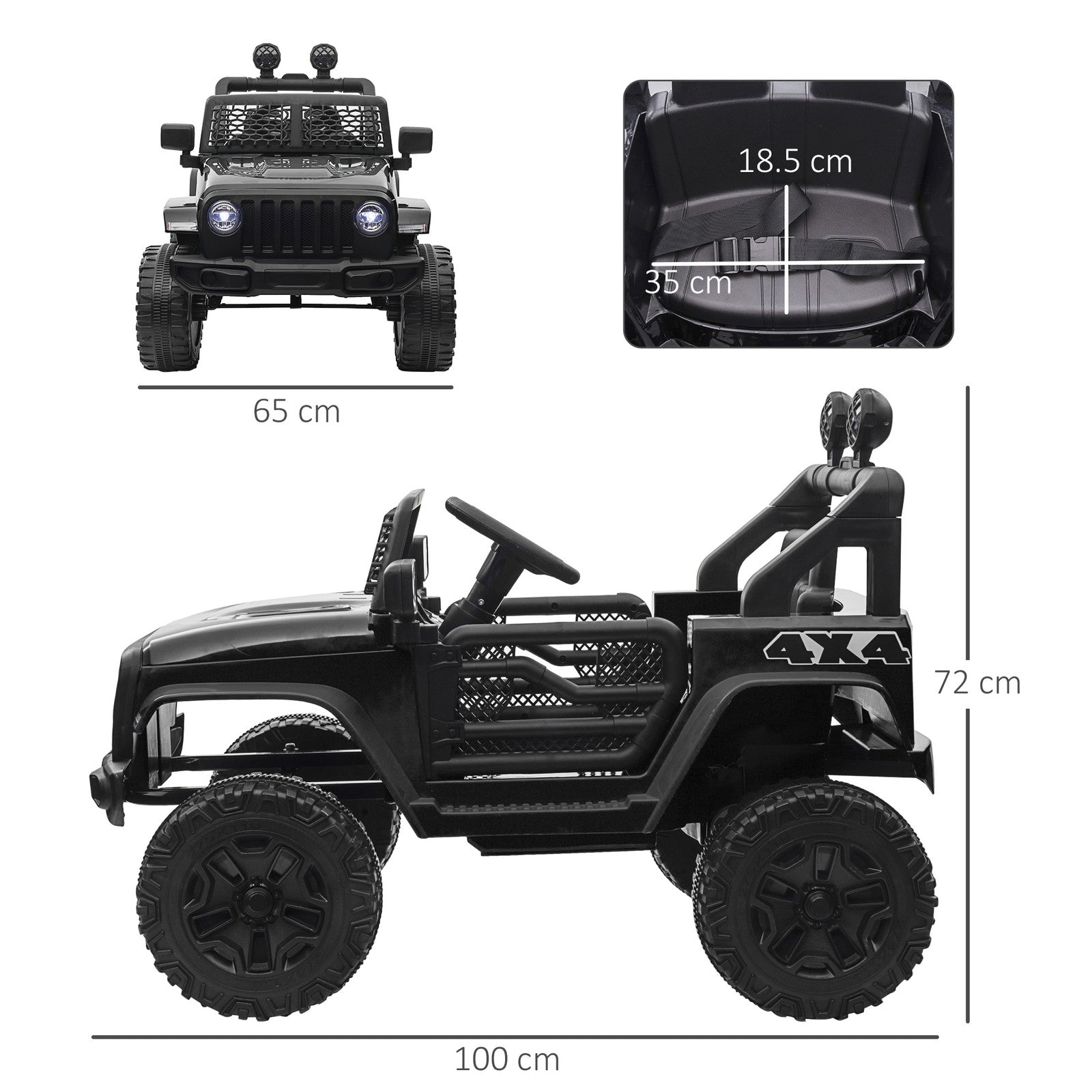 HOMCOM 12V Kids Electric Ride on Car Truck Off-Road Toy W/ Remote Control Black