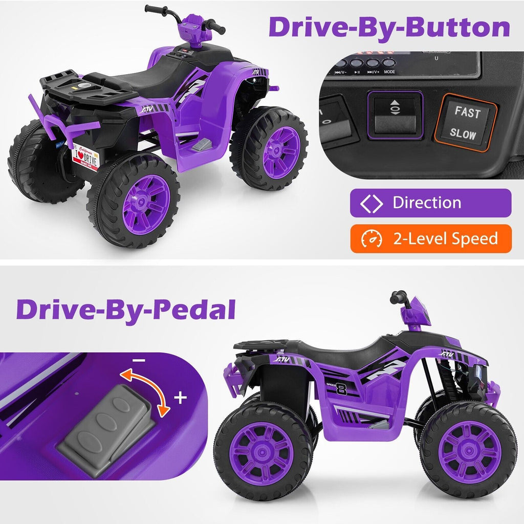 COSTWAY 24V Kids Ride-On Electric ATV 4-Wheeler Quad Car W/Wireless Connection