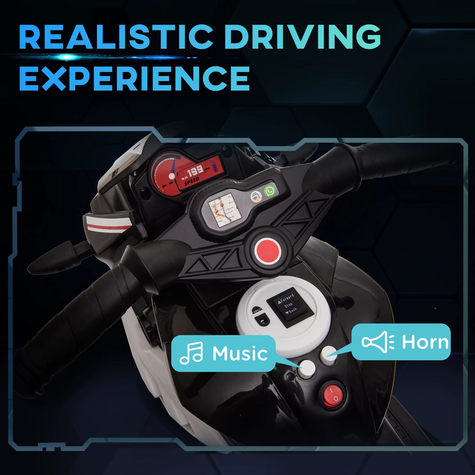 Kids Electric Motorcycle Ride-On Toy 6V Battery Music Horn Lights