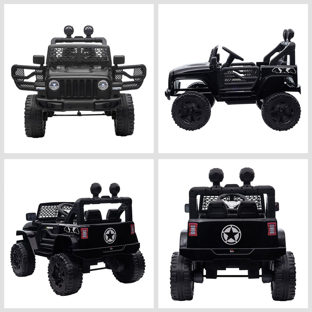 HOMCOM 12V Kids Electric Ride on Car Truck Off-Road Toy W/ Remote Control Black