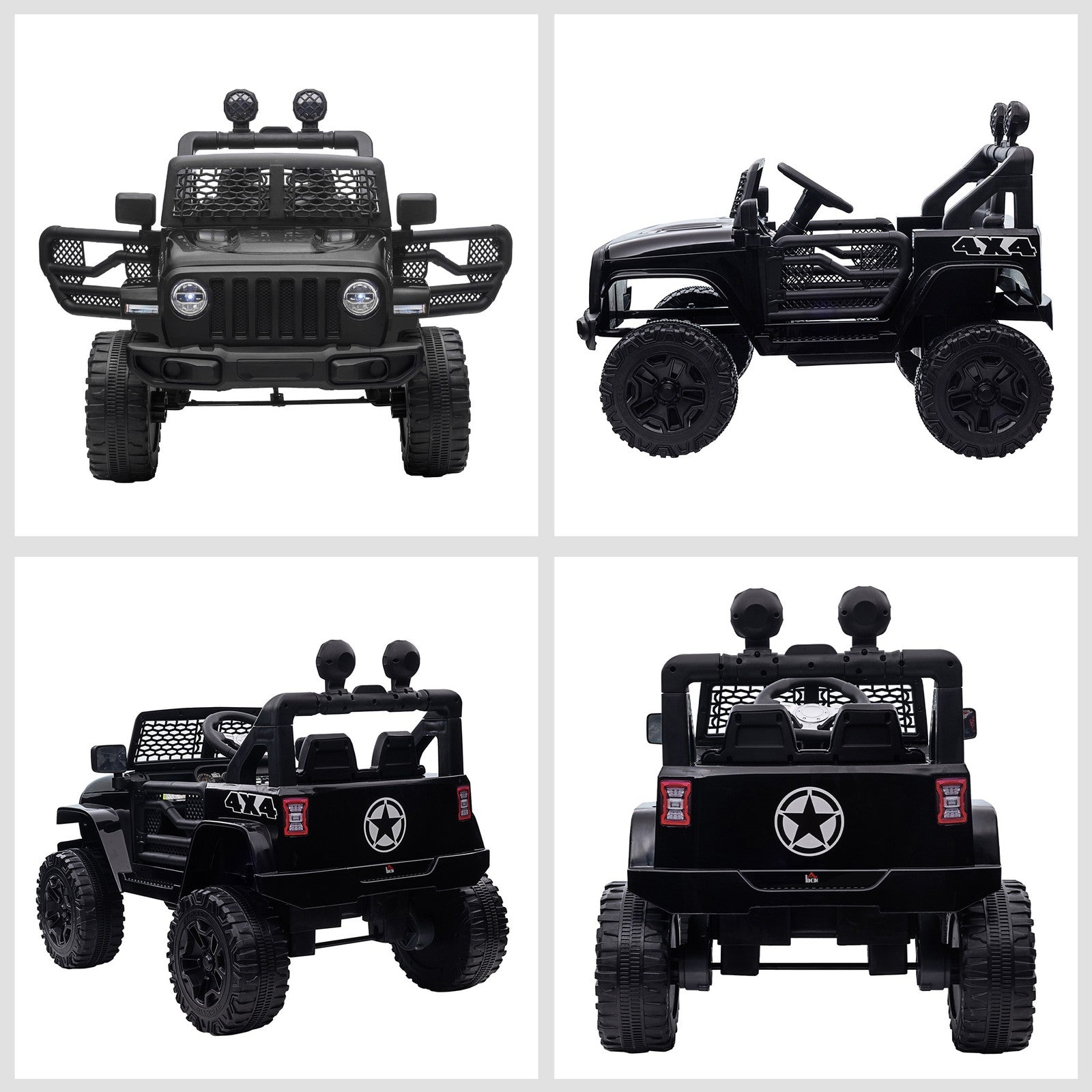 HOMCOM 12V Kids Electric Ride on Car Truck Off-Road Toy W/ Remote Control Black