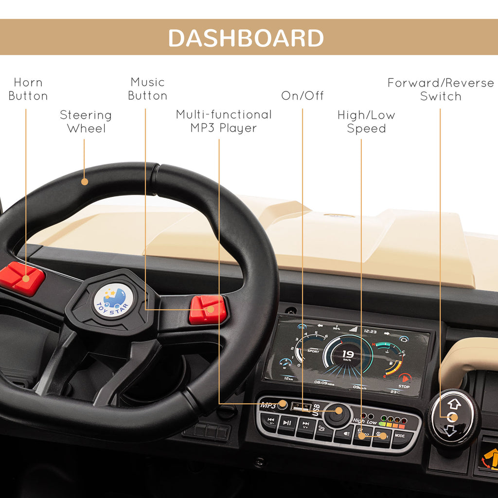 Two-Seater Kids Ride on Truck W/ Electric Bucket, Parental Remote