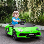 HOMCOM Lamborghini Aventador Licensed 12V Kids Electric Ride on Car - Green