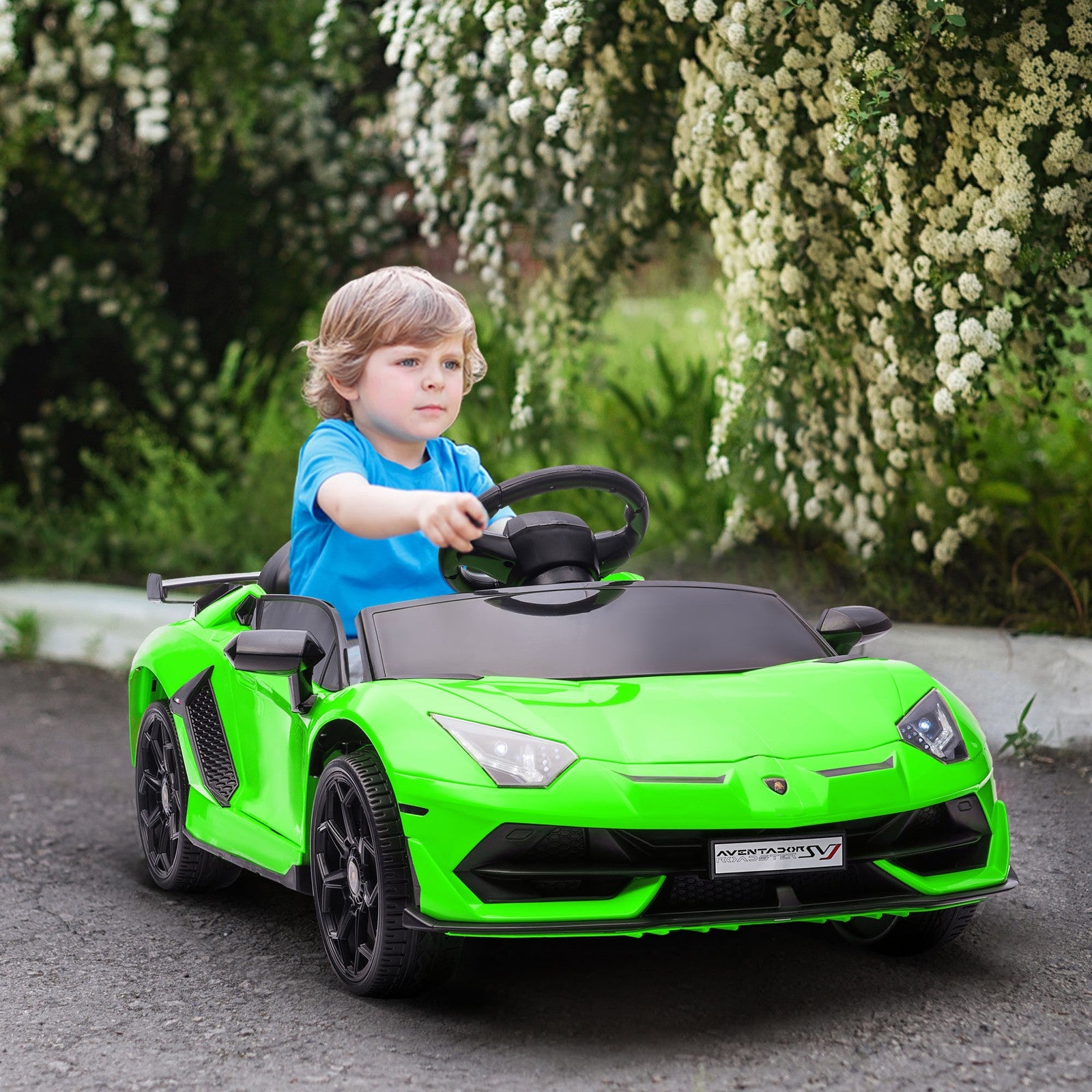 HOMCOM Lamborghini Aventador Licensed 12V Kids Electric Ride on Car - Green