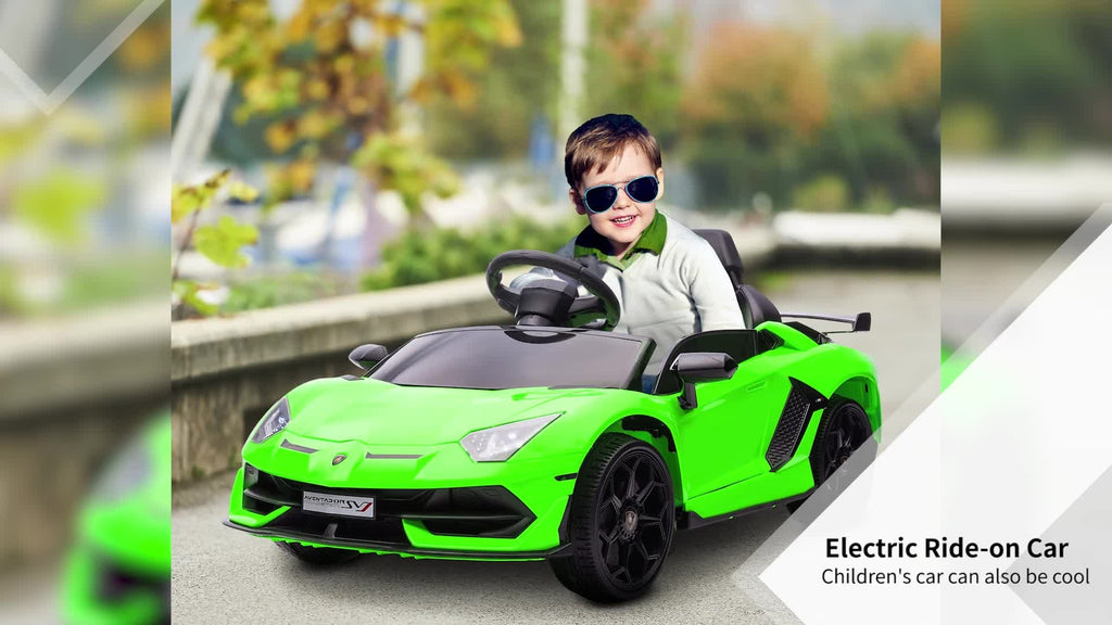 HOMCOM Lamborghini Aventador Licensed 12V Kids Electric Ride on Car - Green