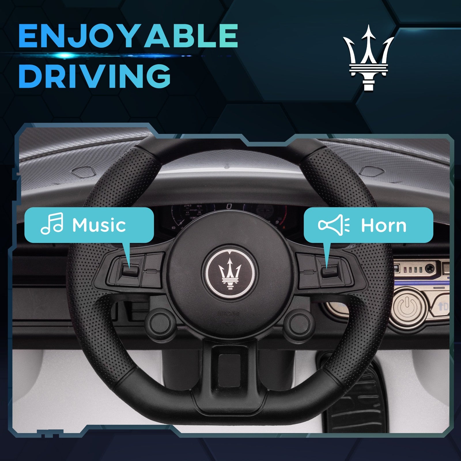 AIYAPLAY Maserati GT2 Licensed 12V Electric Ride on Car W/ Remote, White