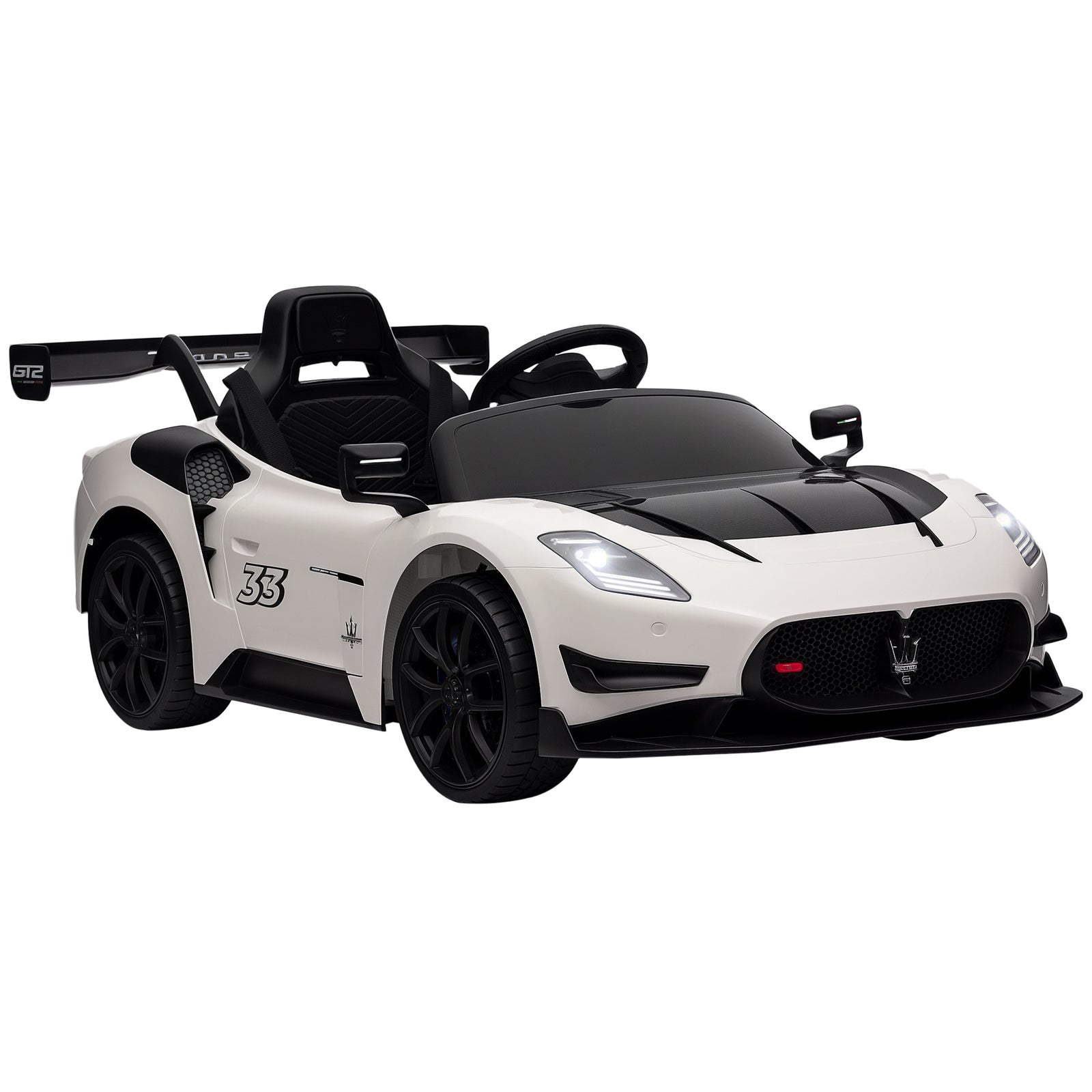 AIYAPLAY Maserati GT2 Licensed 12V Electric Ride on Car W/ Remote, White