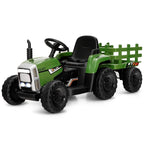 Kids Ride on Tractor and Trailer 12V Electric Toy Car W/Light & Music Detachable