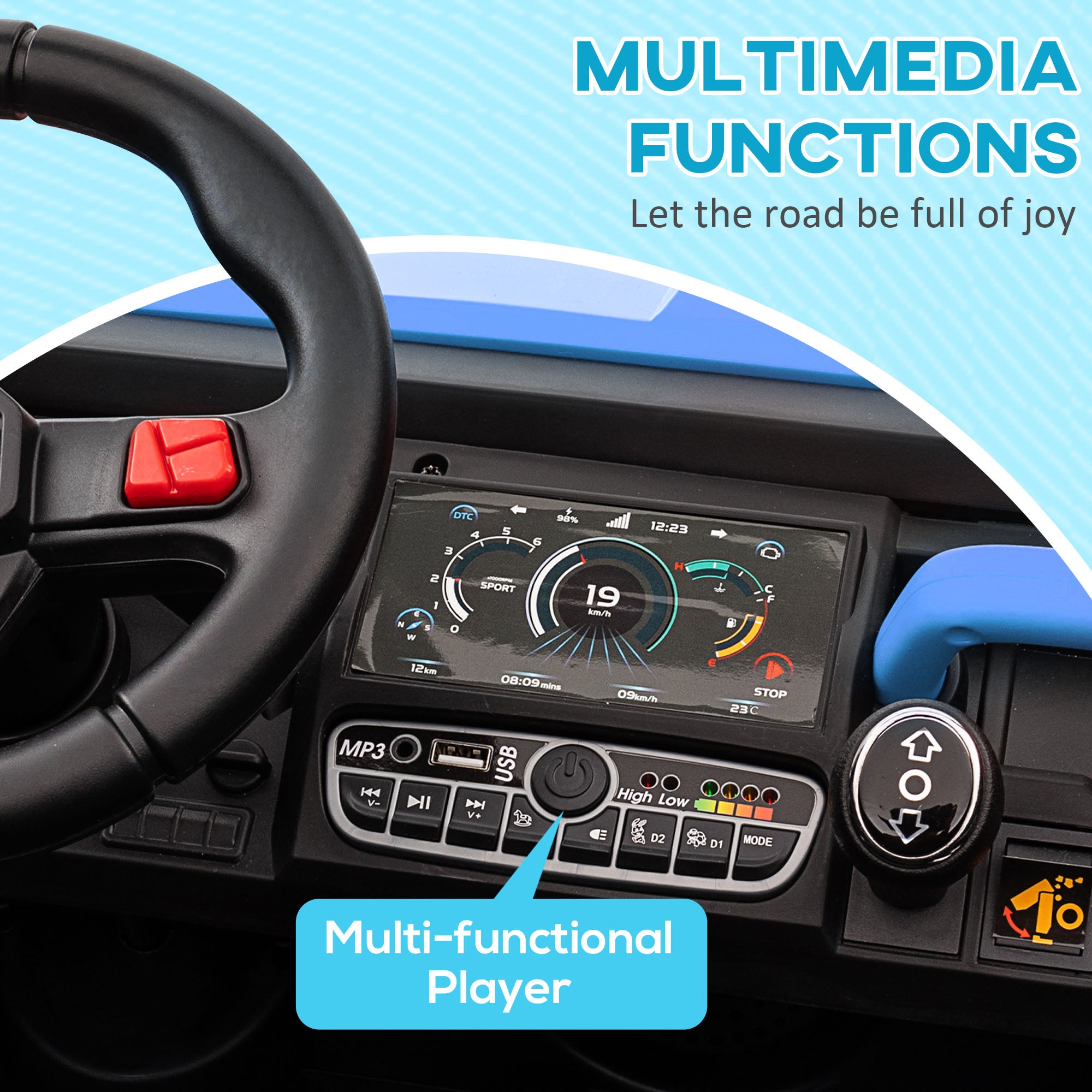 Two-Seater Kids Ride on Truck W/ Electric Bucket, Parental Remote