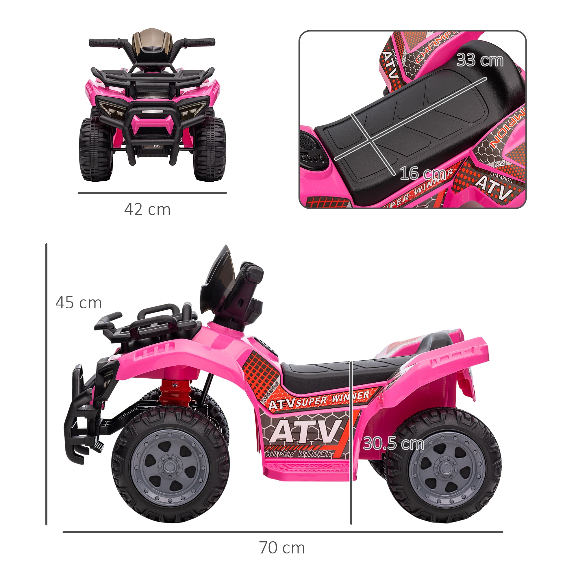 Kids Ride-On Four Wheeler ATV Car with Music for 18-36 Months
