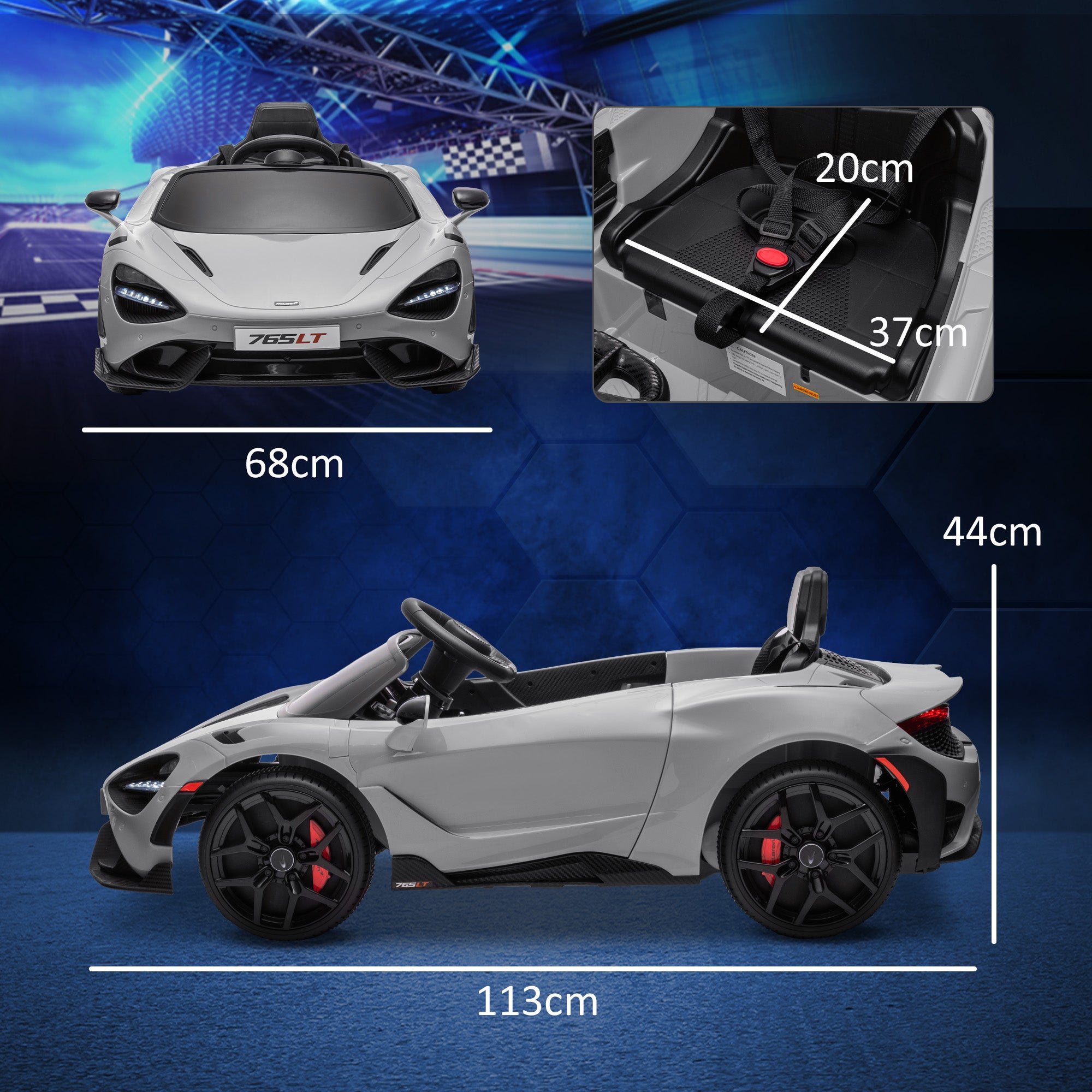 Mclaren 765LT Licensed 12V Kids Electric Ride on Car W/ Butterfly Doors