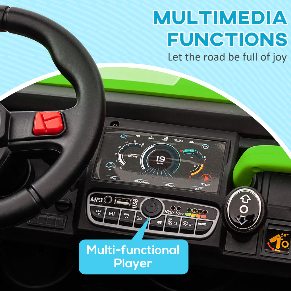 Two-Seater Kids Ride on Truck W/ Electric Bucket, Parental Remote