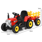 Kids Ride on Tractor and Trailer 12V Electric Toy Car W/Light & Music-Red