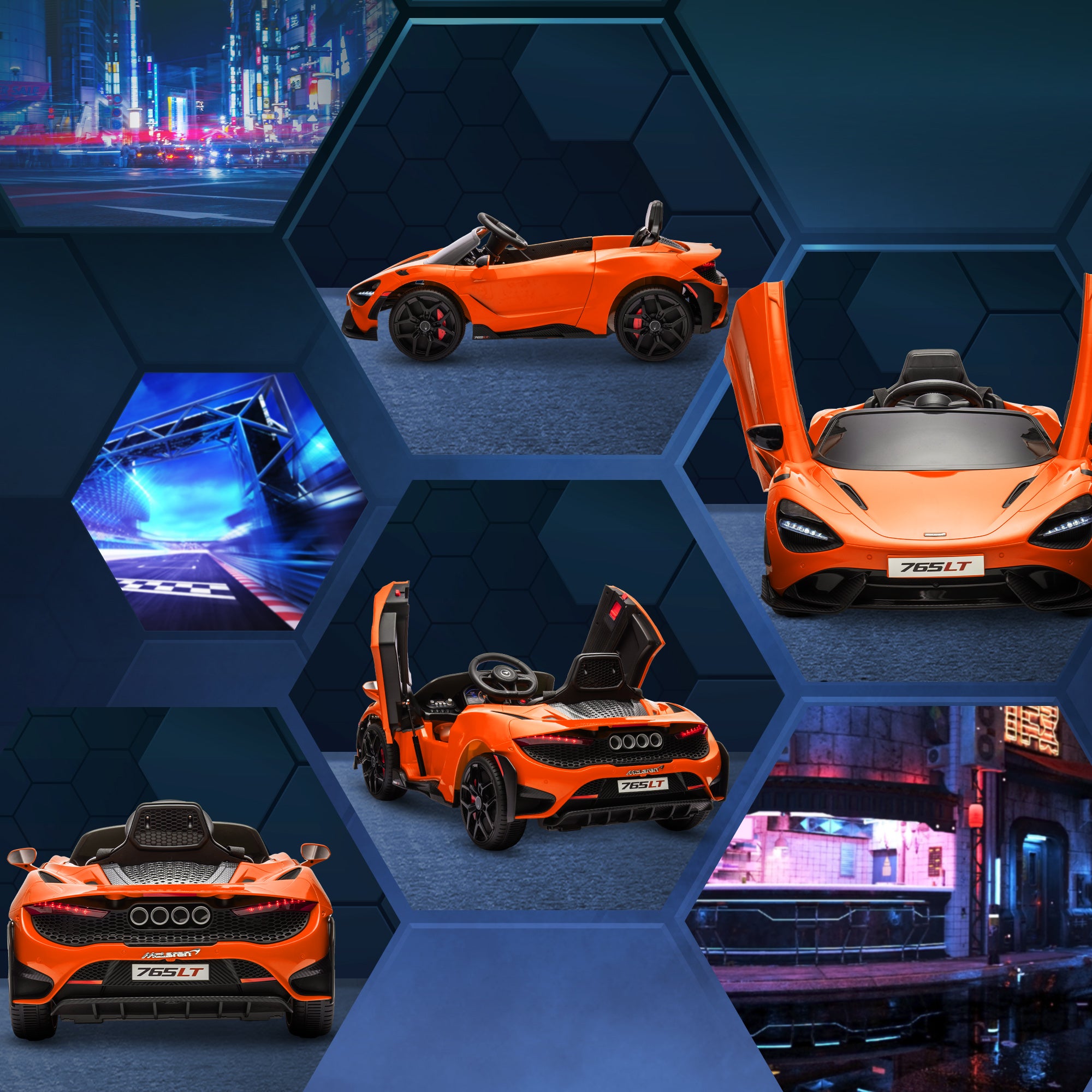 Mclaren 765LT Licensed 12V Kids Electric Ride on Car W/ Butterfly Doors