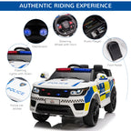 12V Kid Electric Ride on Police Car W/ Remote Siren Bluetooth 3-6 Years