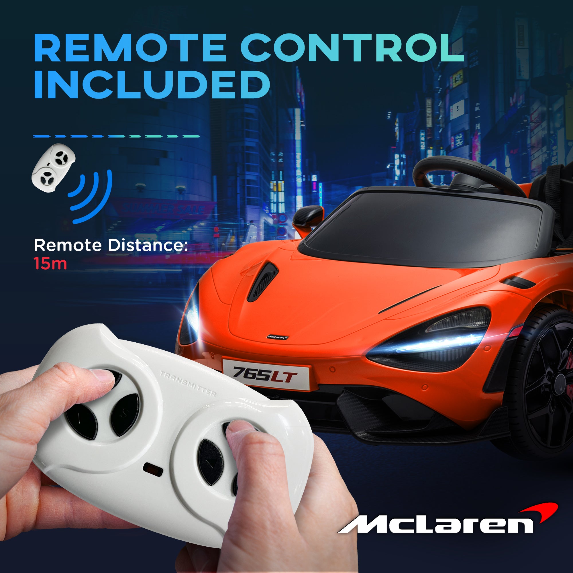Mclaren 765LT Licensed 12V Kids Electric Ride on Car W/ Butterfly Doors