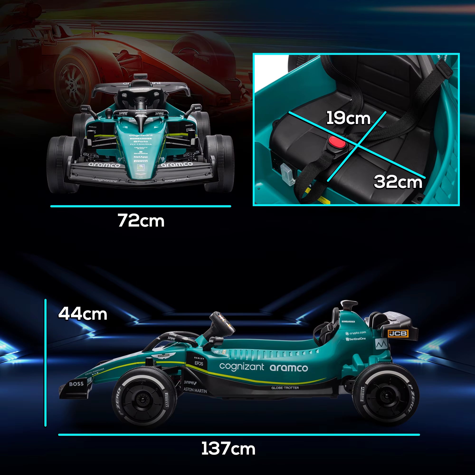 12V Aston Martin Licensed Electric Go Kart W/ 4 Suspension Wheels