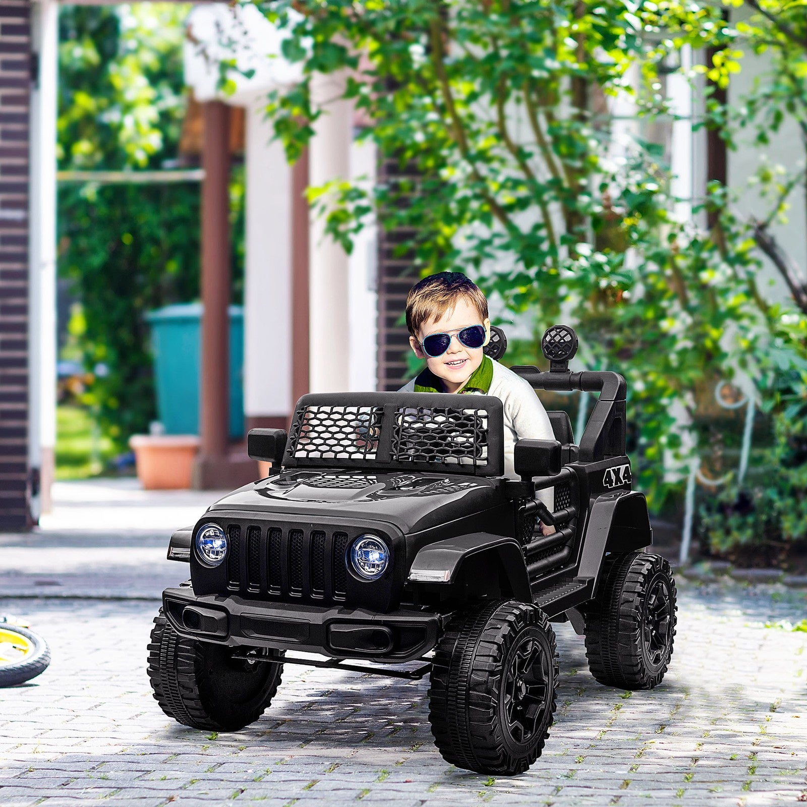 HOMCOM 12V Kids Electric Ride on Car Truck Off-Road Toy W/ Remote Control Black