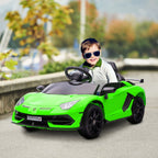 HOMCOM Lamborghini Aventador Licensed 12V Kids Electric Ride on Car - Green