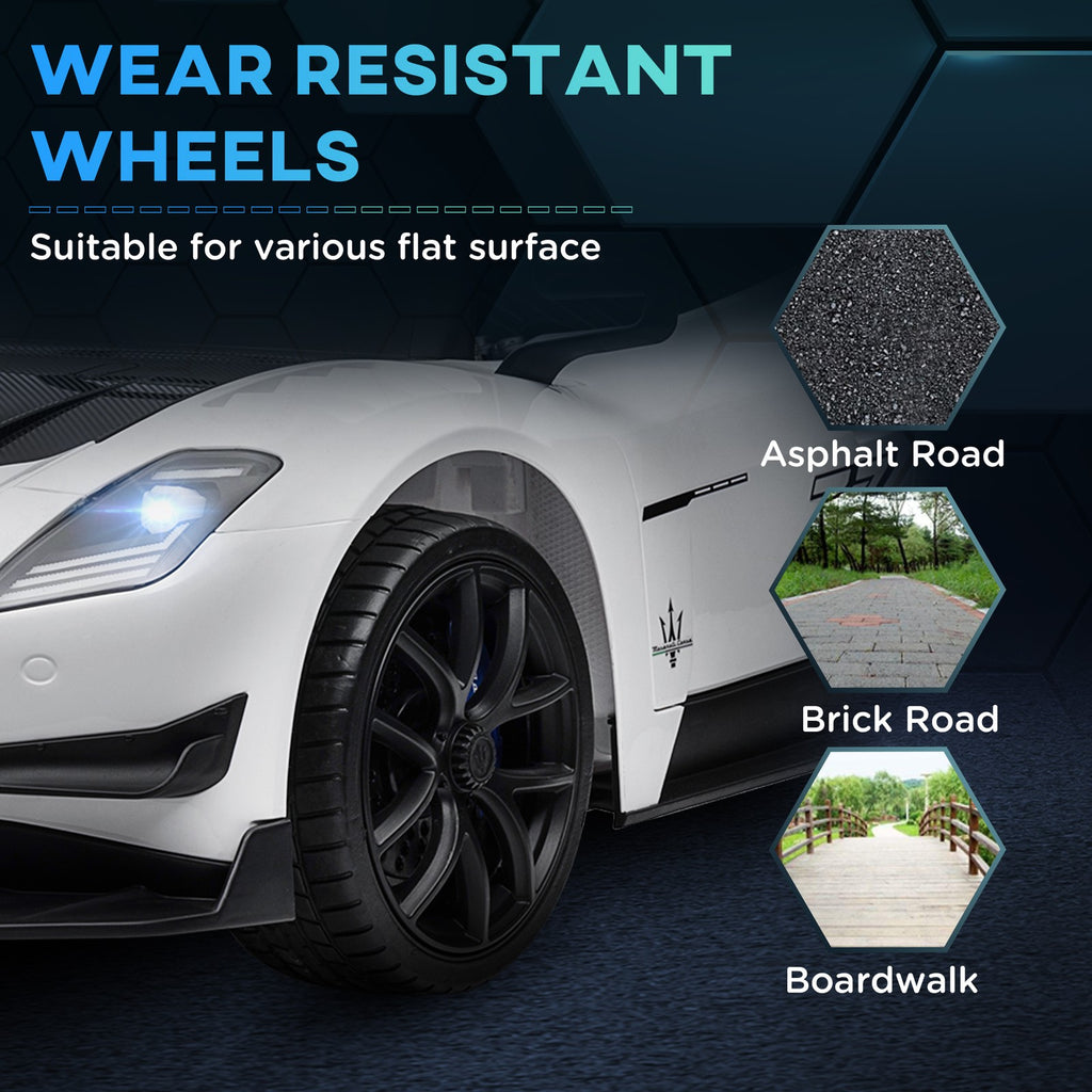 AIYAPLAY Maserati GT2 Licensed 12V Electric Ride on Car W/ Remote, White
