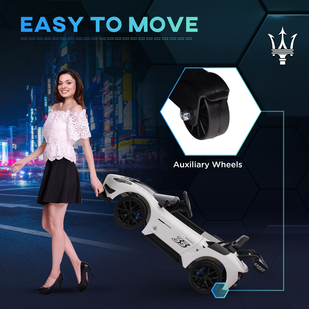 AIYAPLAY Maserati GT2 Licensed 12V Electric Ride on Car W/ Remote, White