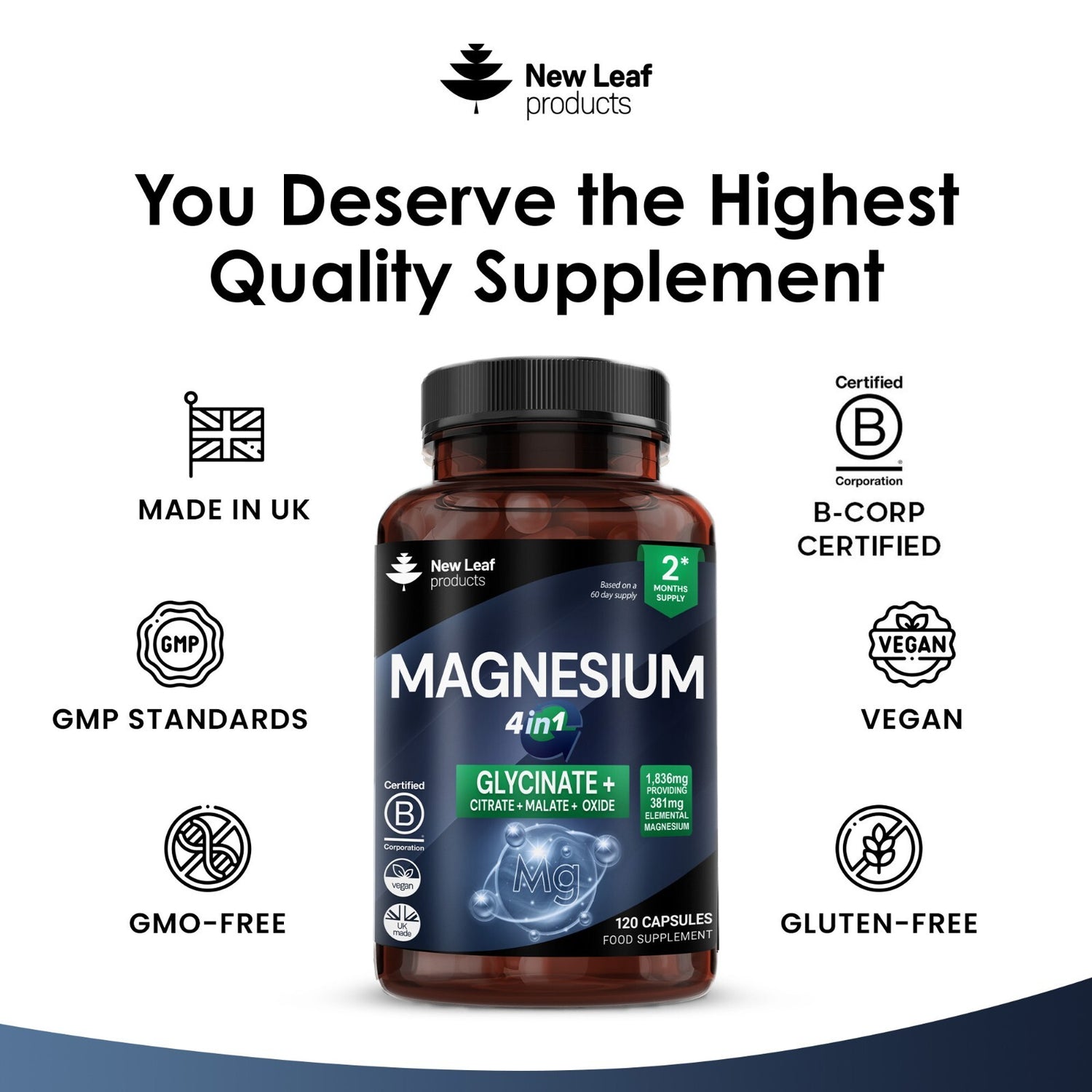 Magnesium Glycinate 4-In-1 Complex 1836Mg - High Strength Magnesium Capsules UK