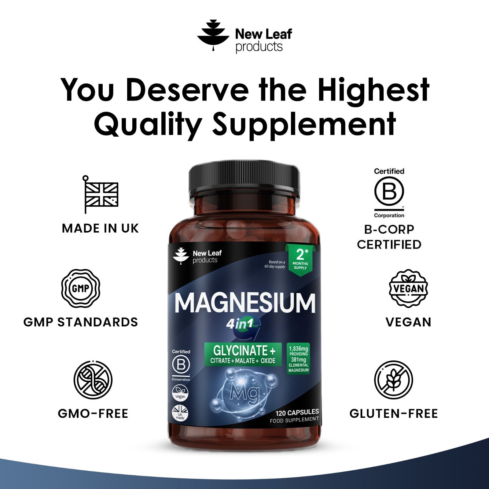 Magnesium Glycinate 4-In-1 Complex 1836Mg - High Strength Magnesium Capsules UK