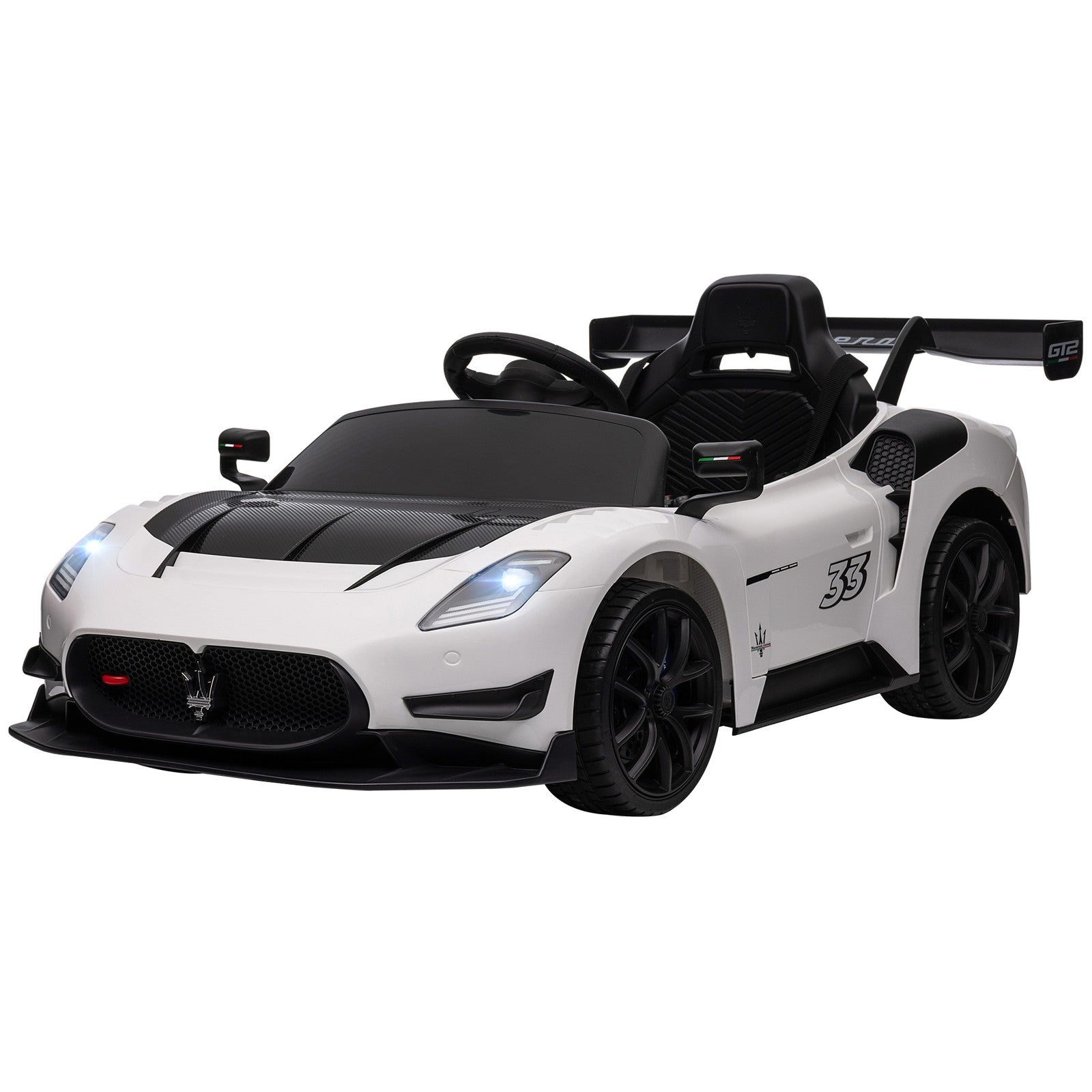 AIYAPLAY Maserati GT2 Licensed 12V Electric Ride on Car W/ Remote, White