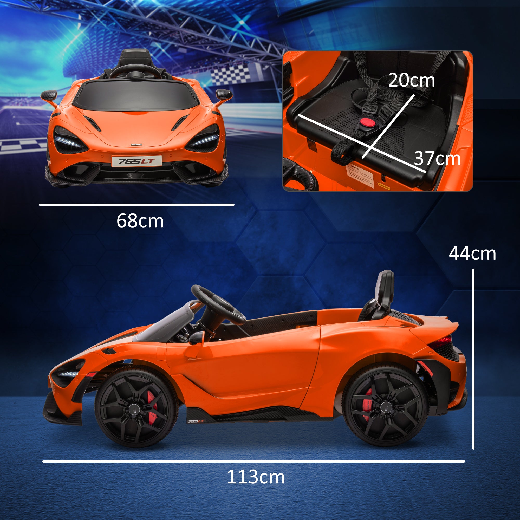 Mclaren 765LT Licensed 12V Kids Electric Ride on Car W/ Butterfly Doors