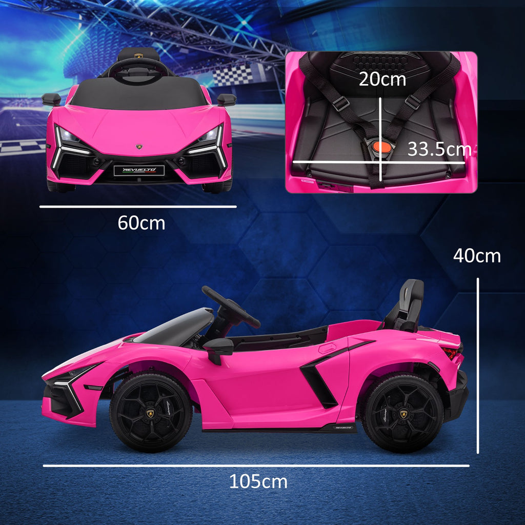 AIYAPLAY Lamborghini Revuelto Licensed Ride on Car, with Suspension, Pink