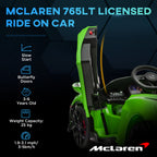 Mclaren 765LT Licensed 12V Kids Electric Ride on Car W/ Butterfly Doors