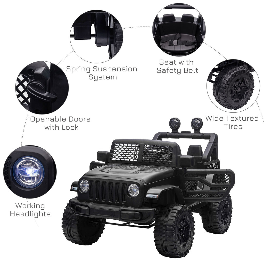 HOMCOM 12V Kids Electric Ride on Car Truck Off-Road Toy W/ Remote Control Black