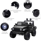 HOMCOM 12V Kids Electric Ride on Car Truck Off-Road Toy W/ Remote Control Black