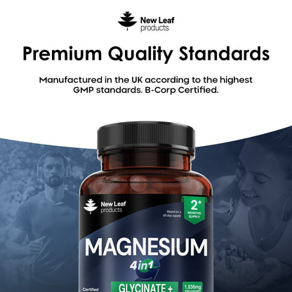 Magnesium Glycinate 4-In-1 Complex 1836Mg - High Strength Magnesium Capsules UK