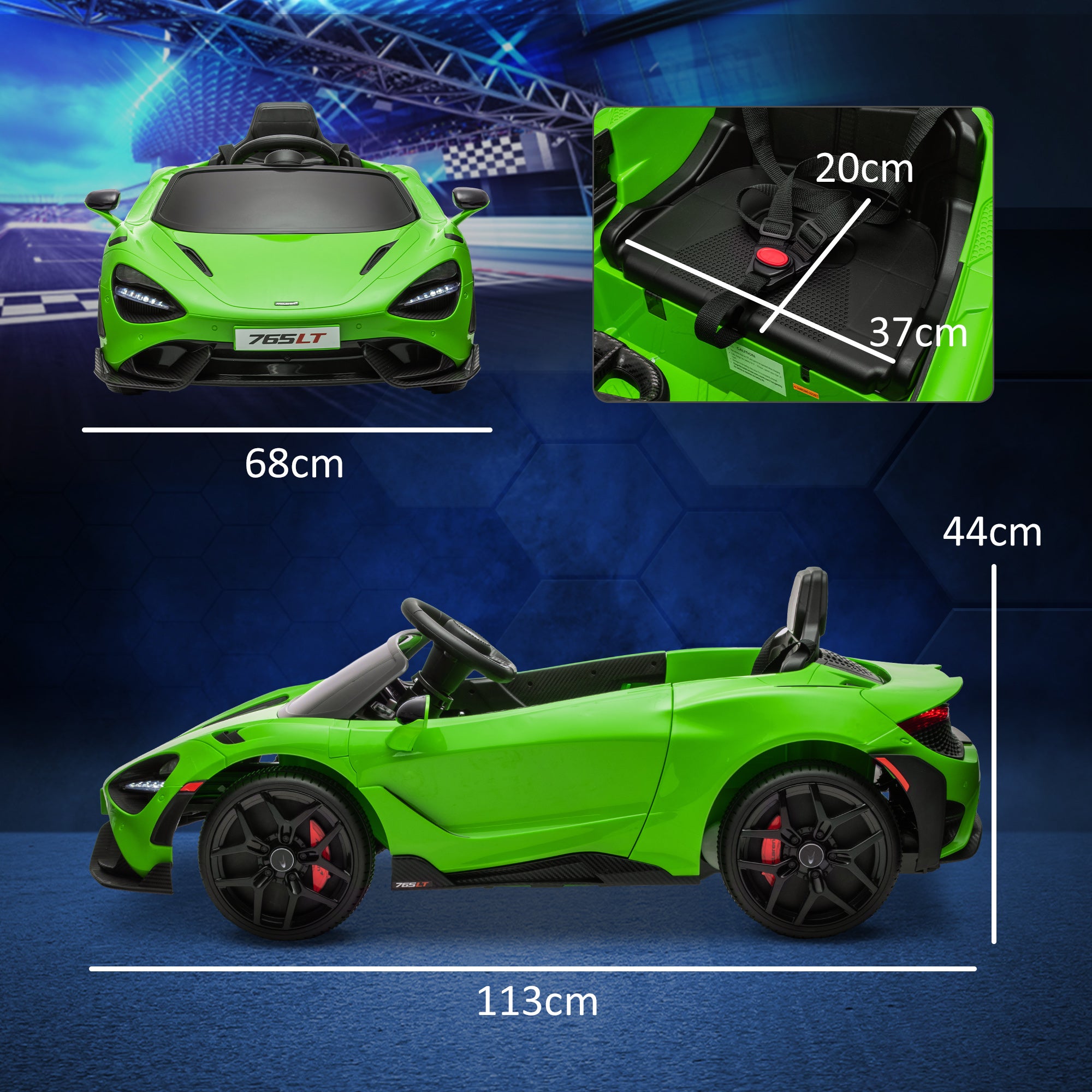 Mclaren 765LT Licensed 12V Kids Electric Ride on Car W/ Butterfly Doors