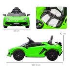 HOMCOM Lamborghini Aventador Licensed 12V Kids Electric Ride on Car - Green