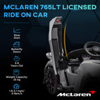 Mclaren 765LT Licensed 12V Kids Electric Ride on Car W/ Butterfly Doors