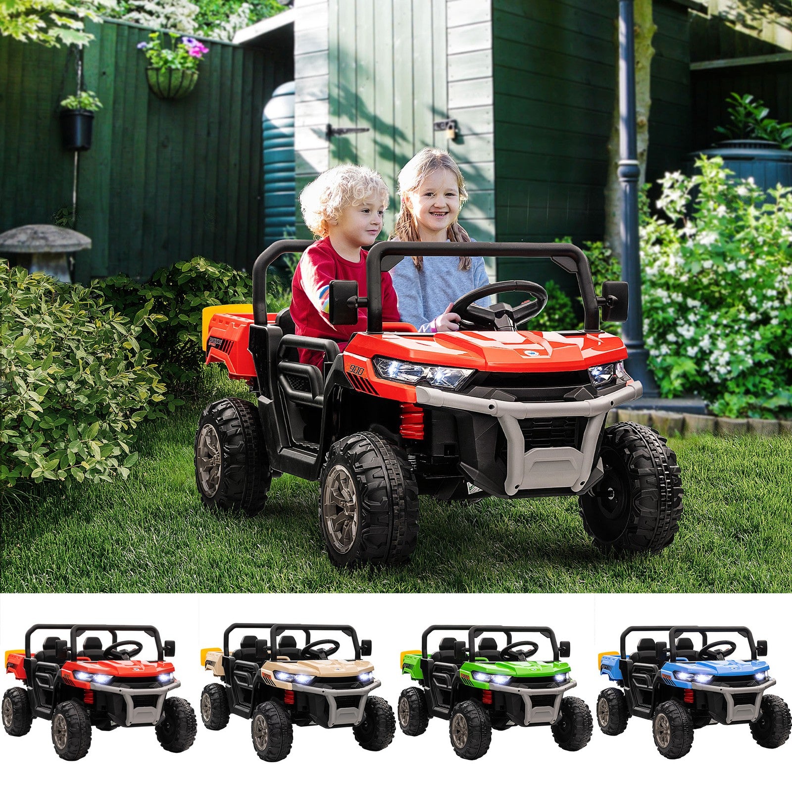 Two-Seater Kids Ride on Truck W/ Electric Bucket, Parental Remote