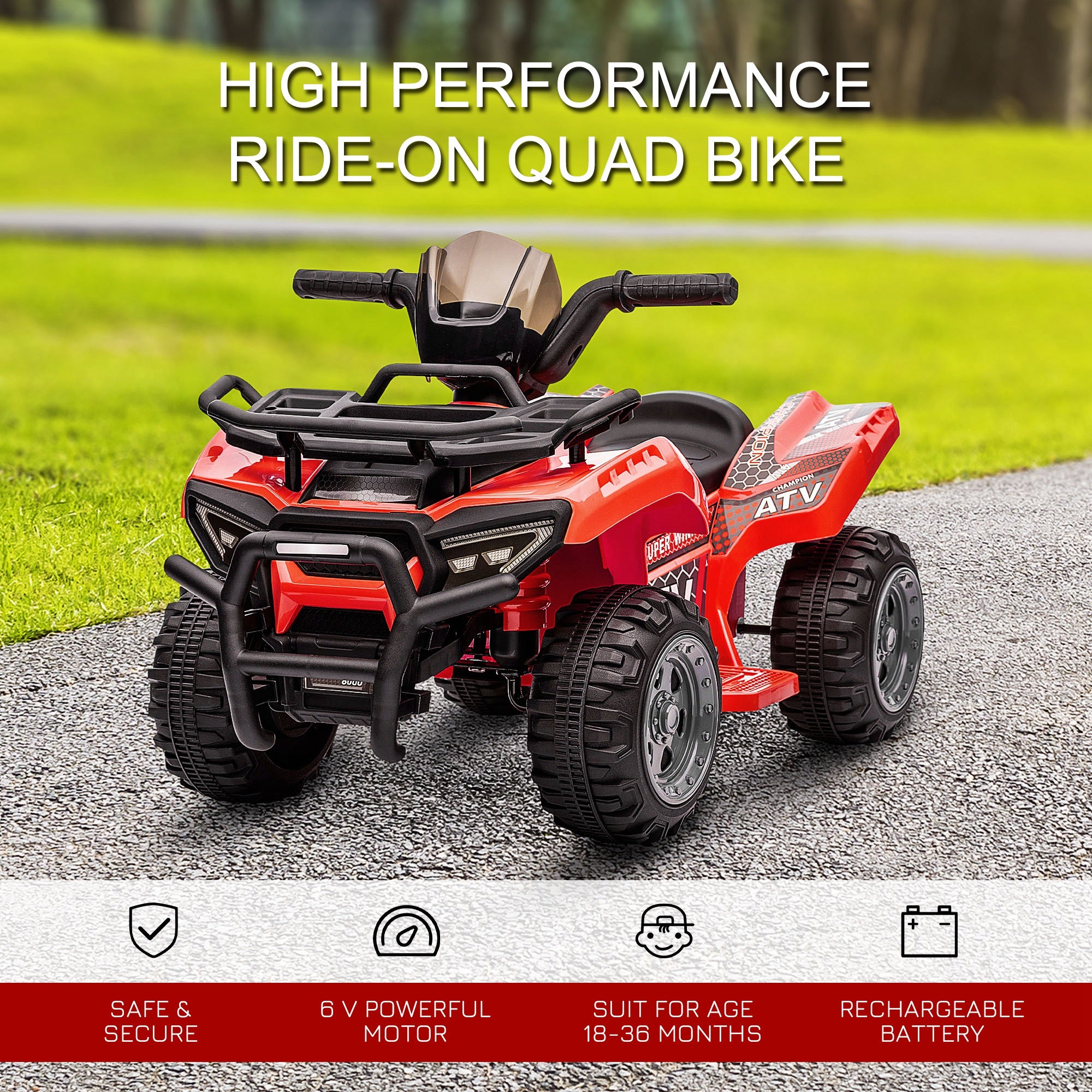 Kids Ride-On Four Wheeler ATV Car with Music for 18-36 Months