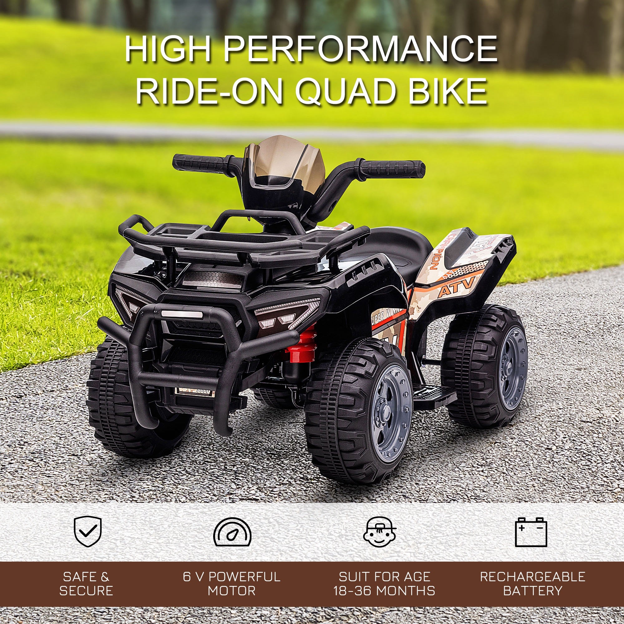 Kids Ride-On Four Wheeler ATV Car with Music for 18-36 Months