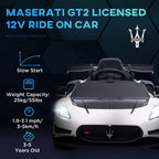 AIYAPLAY Maserati GT2 Licensed 12V Electric Ride on Car W/ Remote, White